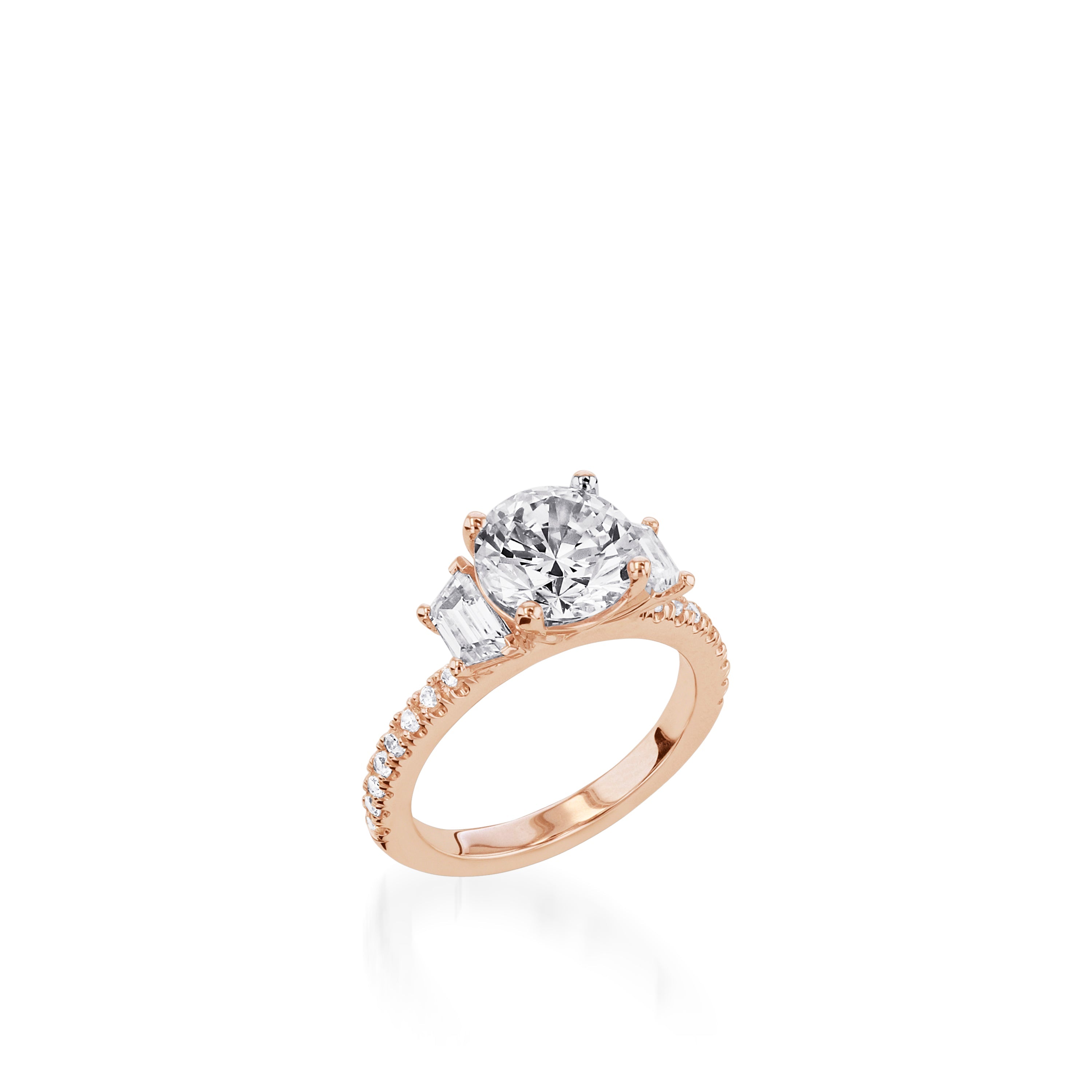 Essence Three Stone  White Gold Engagement Ring