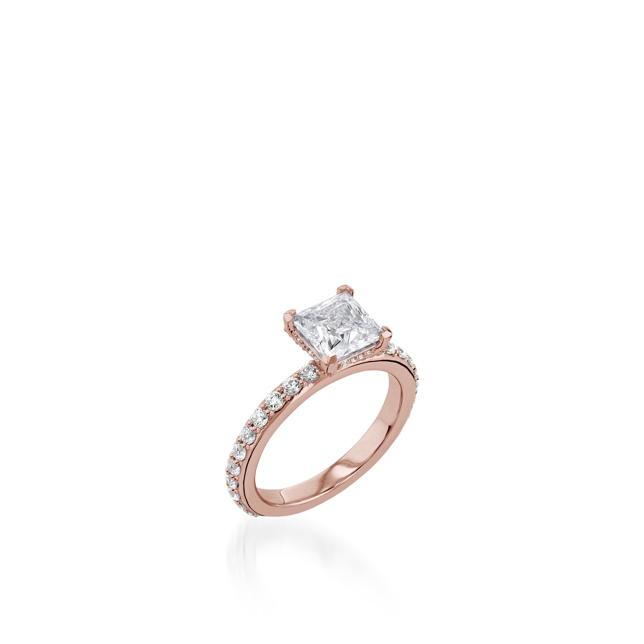 Duchess Princess Cut  Yellow Gold Engagement Ring