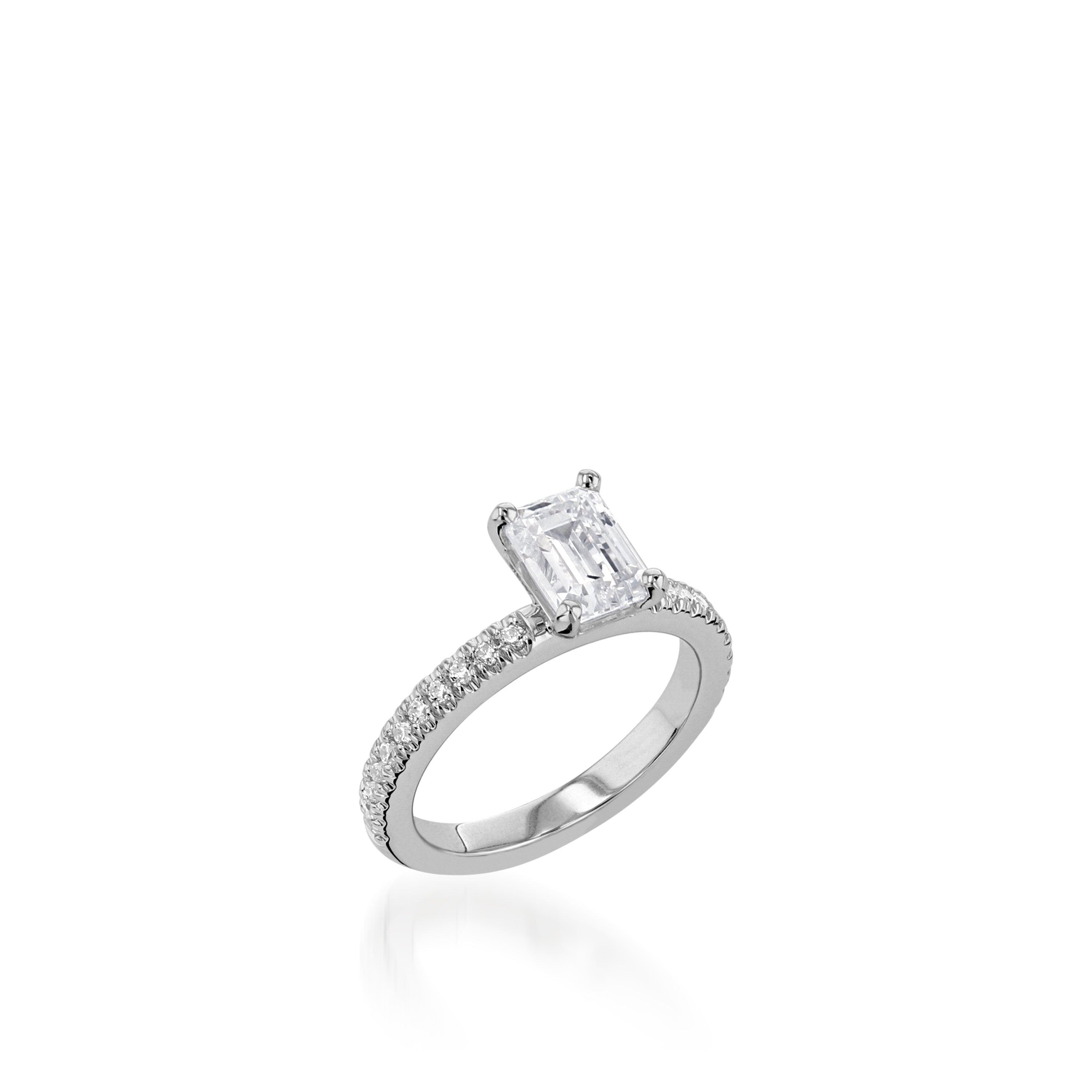 Essence Emerald Cut Yellow Gold Engagement Ring