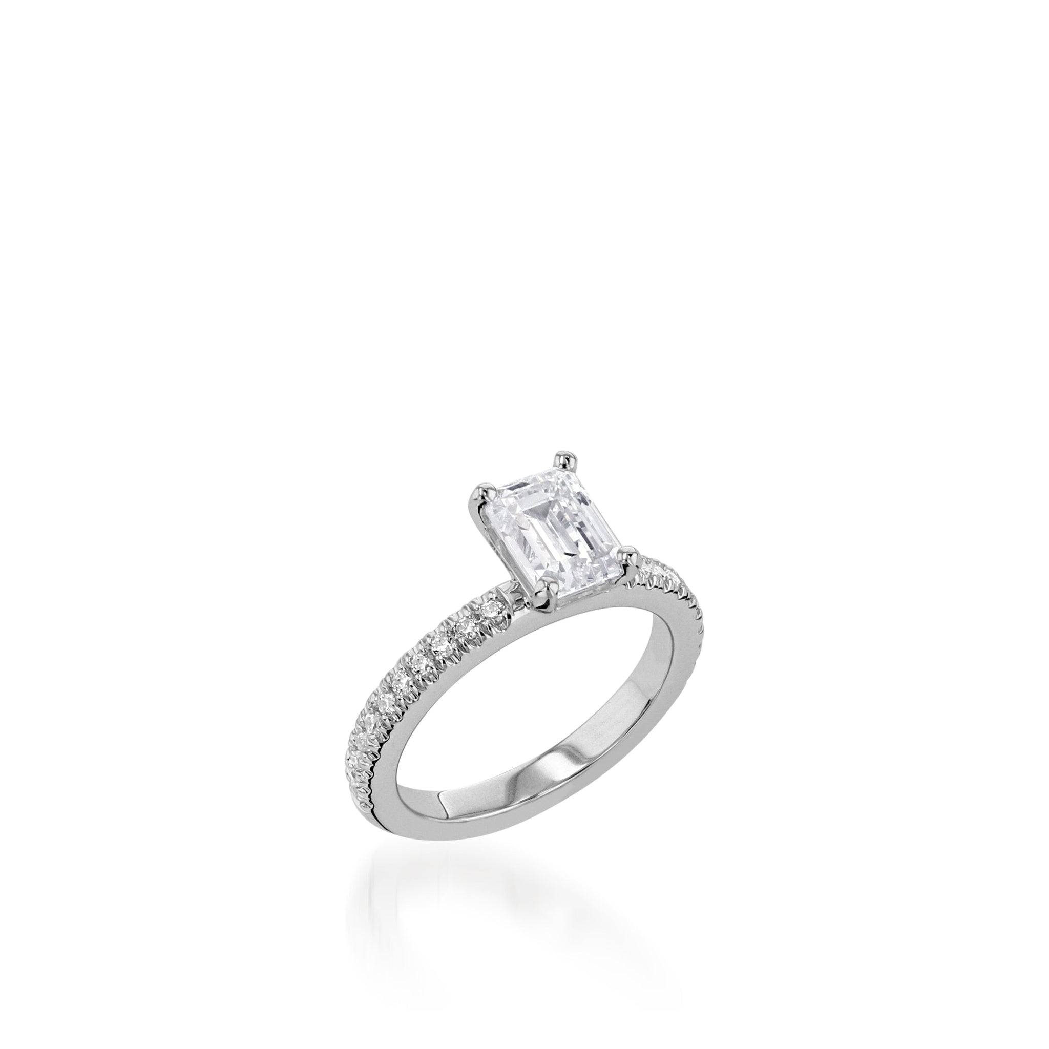 Essence Emerald Cut Yellow Gold Engagement Ring