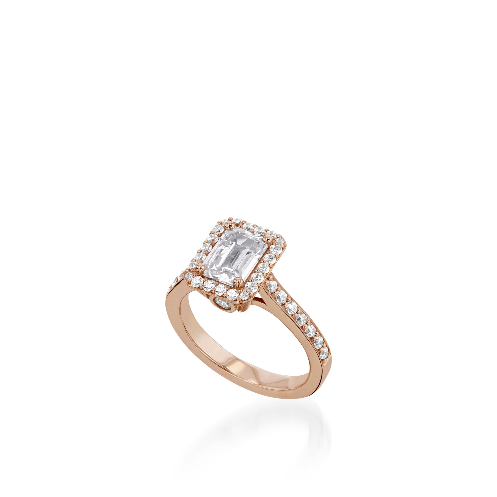 Satin Emerald Cut Yellow Gold  Engagement Ring