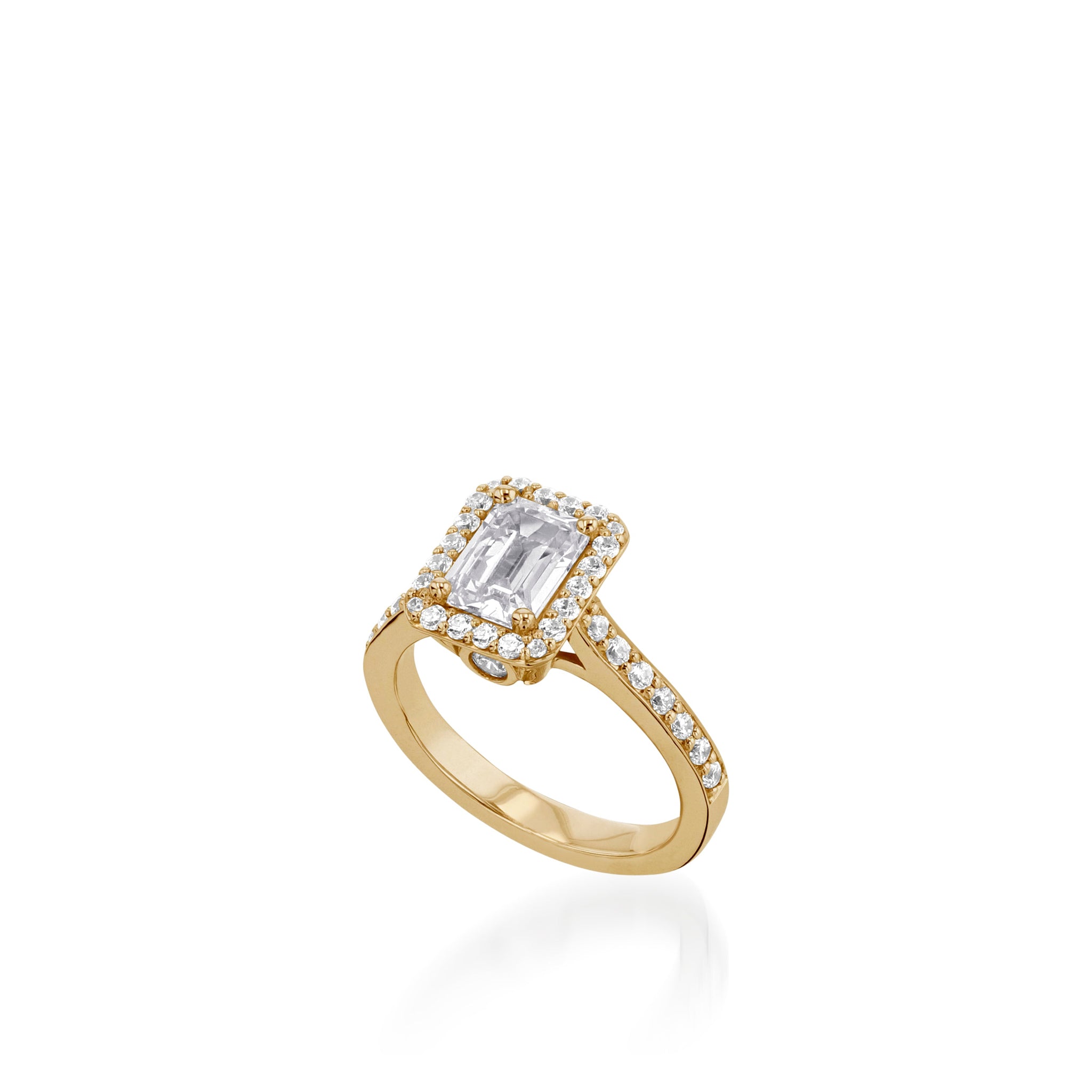 Satin Emerald Cut White Gold  Engagement Ring