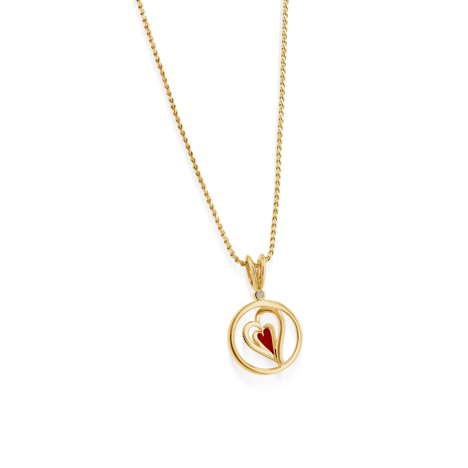 Duo Gold Diamond Heart Medallion Pendant