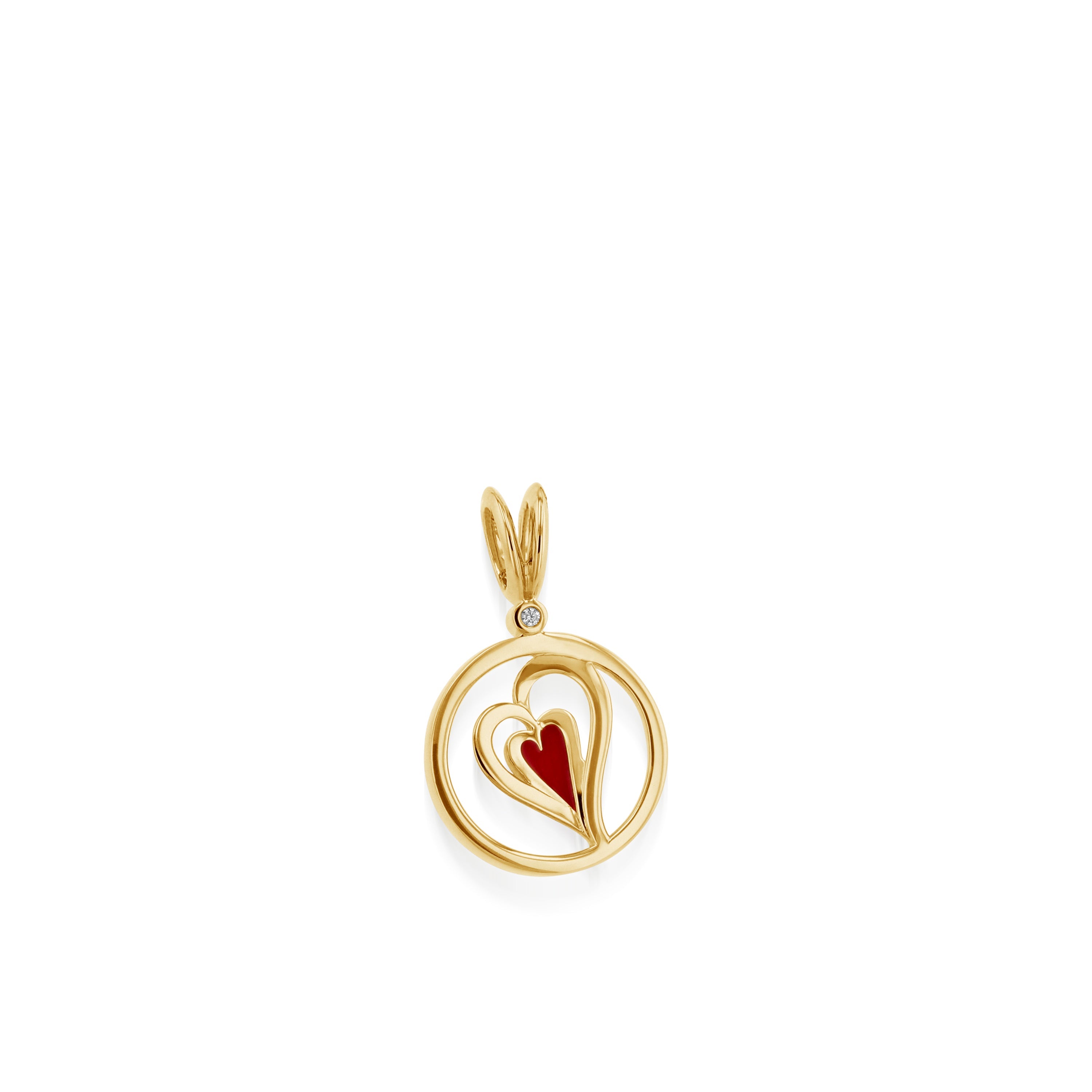 Duo Gold Diamond Heart Medallion Pendant