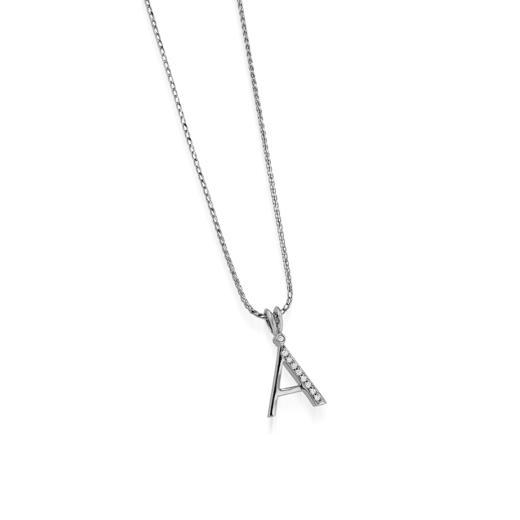 Initial Diamond Pendants White Gold
