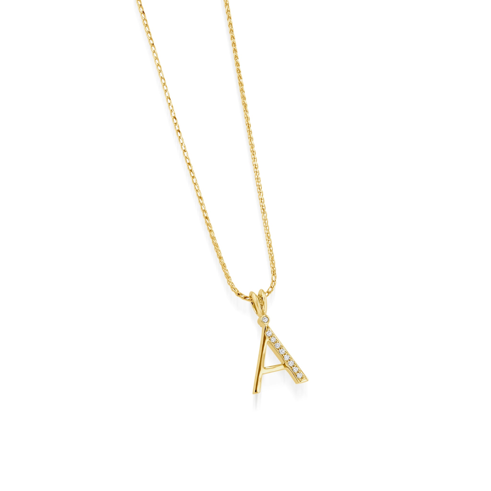 Initial Diamond Pendants Yellow Gold