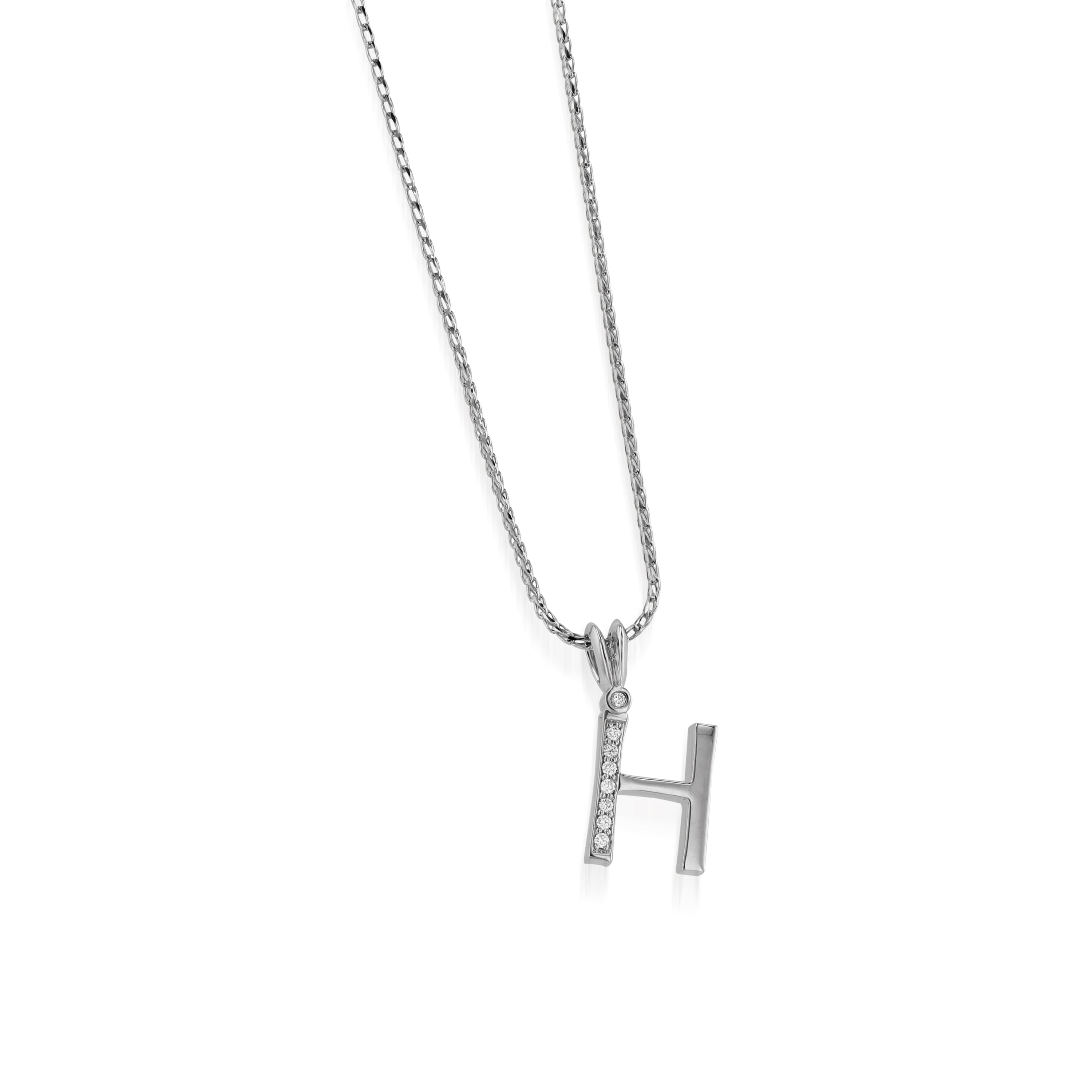 Initial Diamond Pendants White Gold