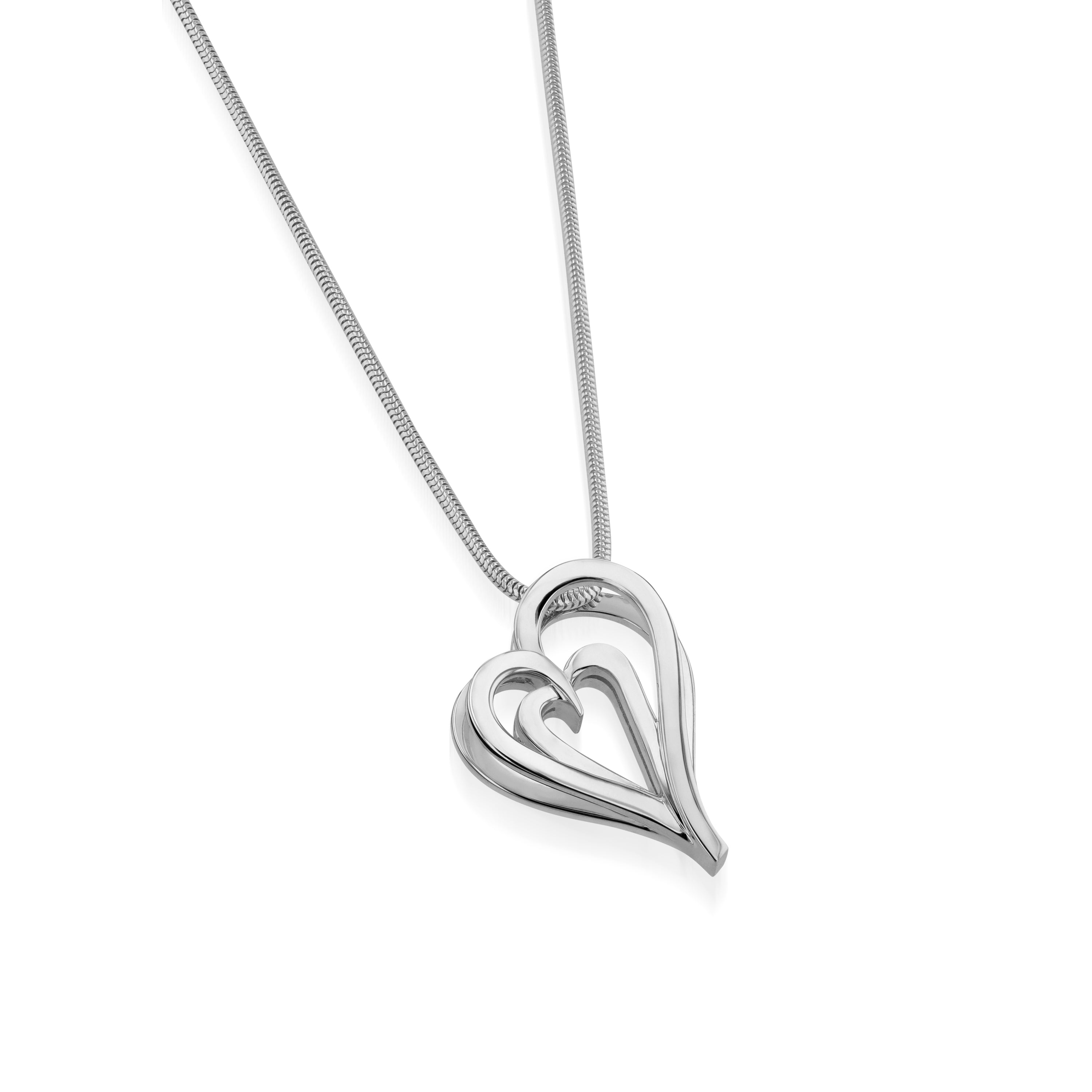 Duo Silver Heart Pendant Necklace