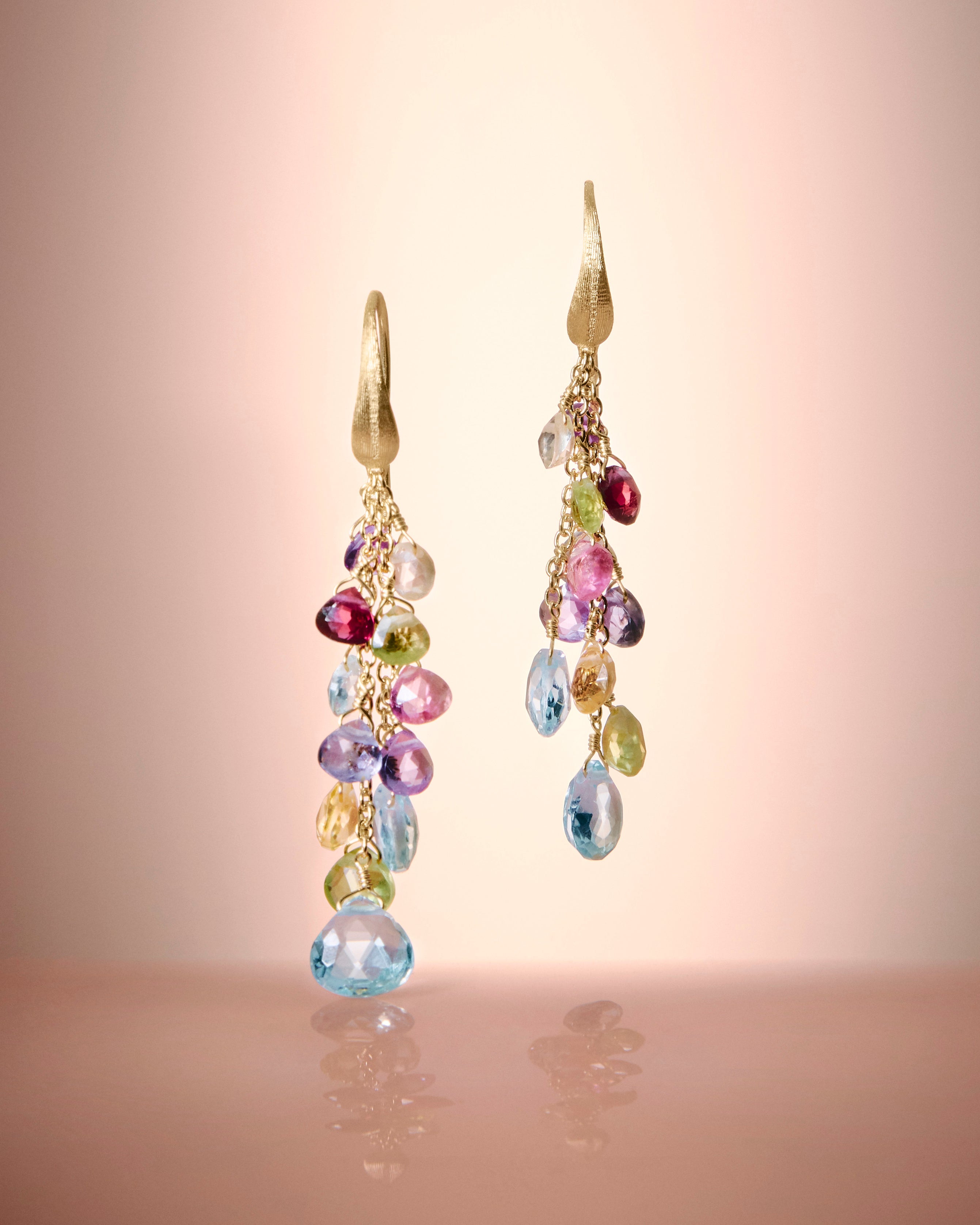 Multi-strand gold earrings