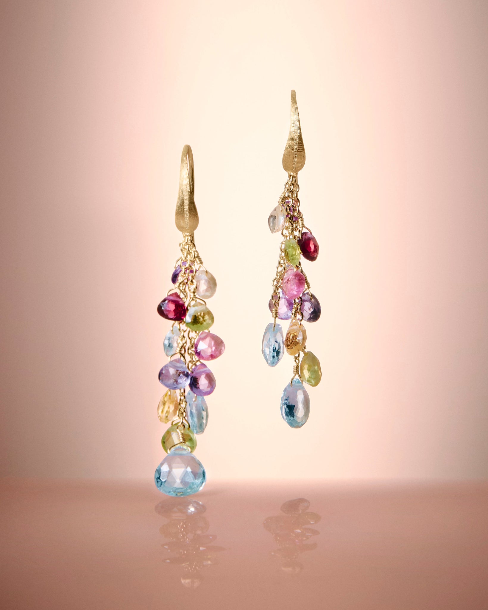 Multi-strand gold earrings