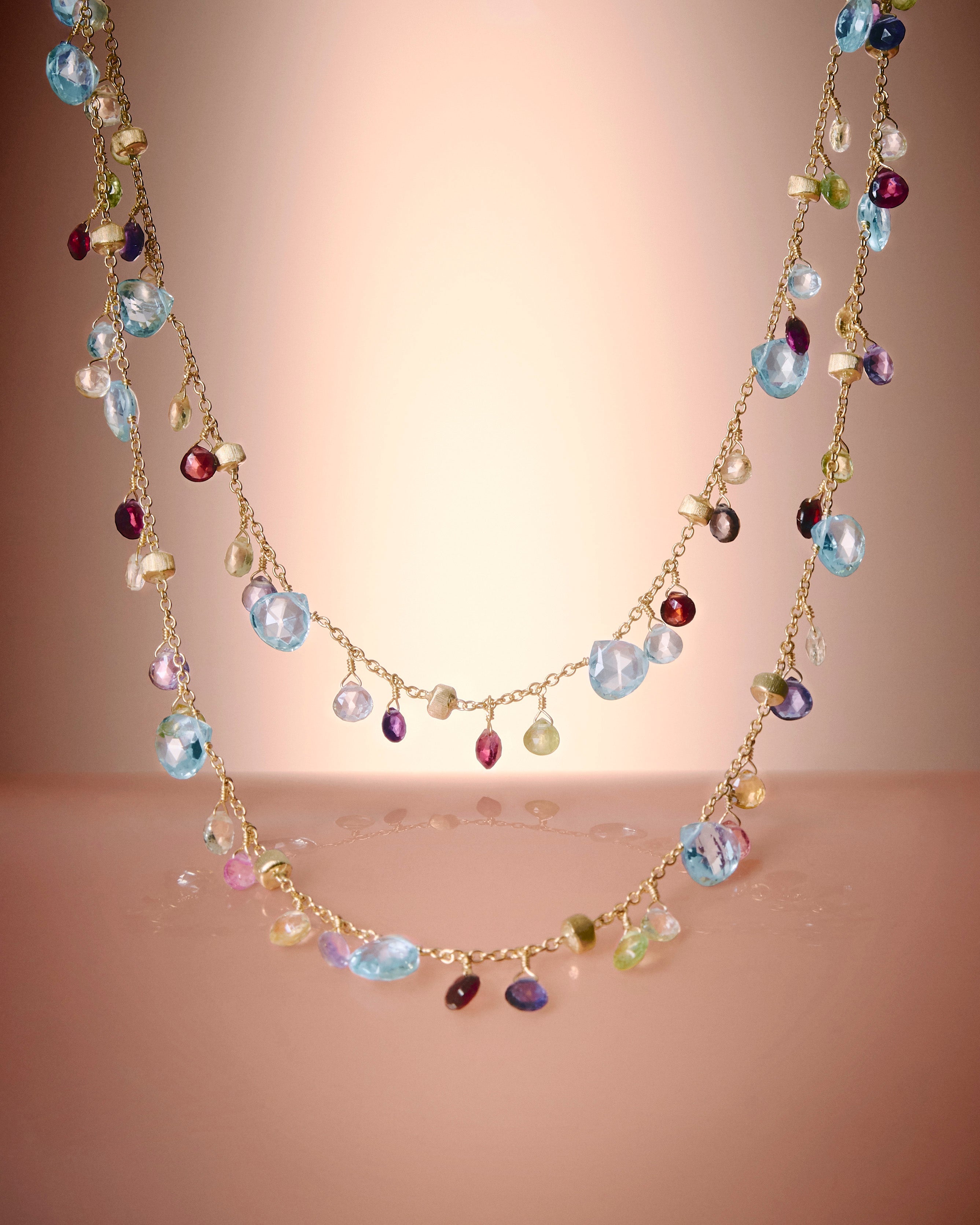 Sautoir with multicolored gems