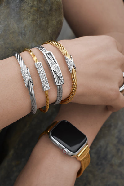 ALOR Stainless Steel Two-tone Diamond Bracelet  04-37-5074-11