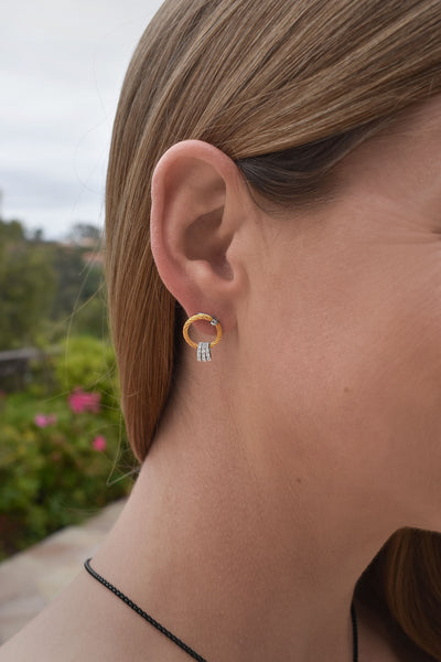 ALOR 18K/Stainless Steel Two-tone Diamond Earring  03-37-5335-11