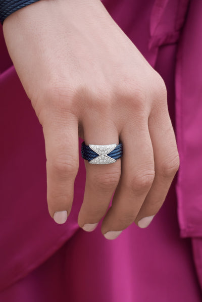 ALOR 18K/Stainless Steel Two-tone Diamond Ring  02-52-2074-11