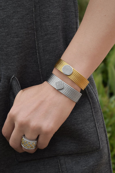 ALOR Stainless Steel  Diamond Bracelet  04-SQ-8500-11