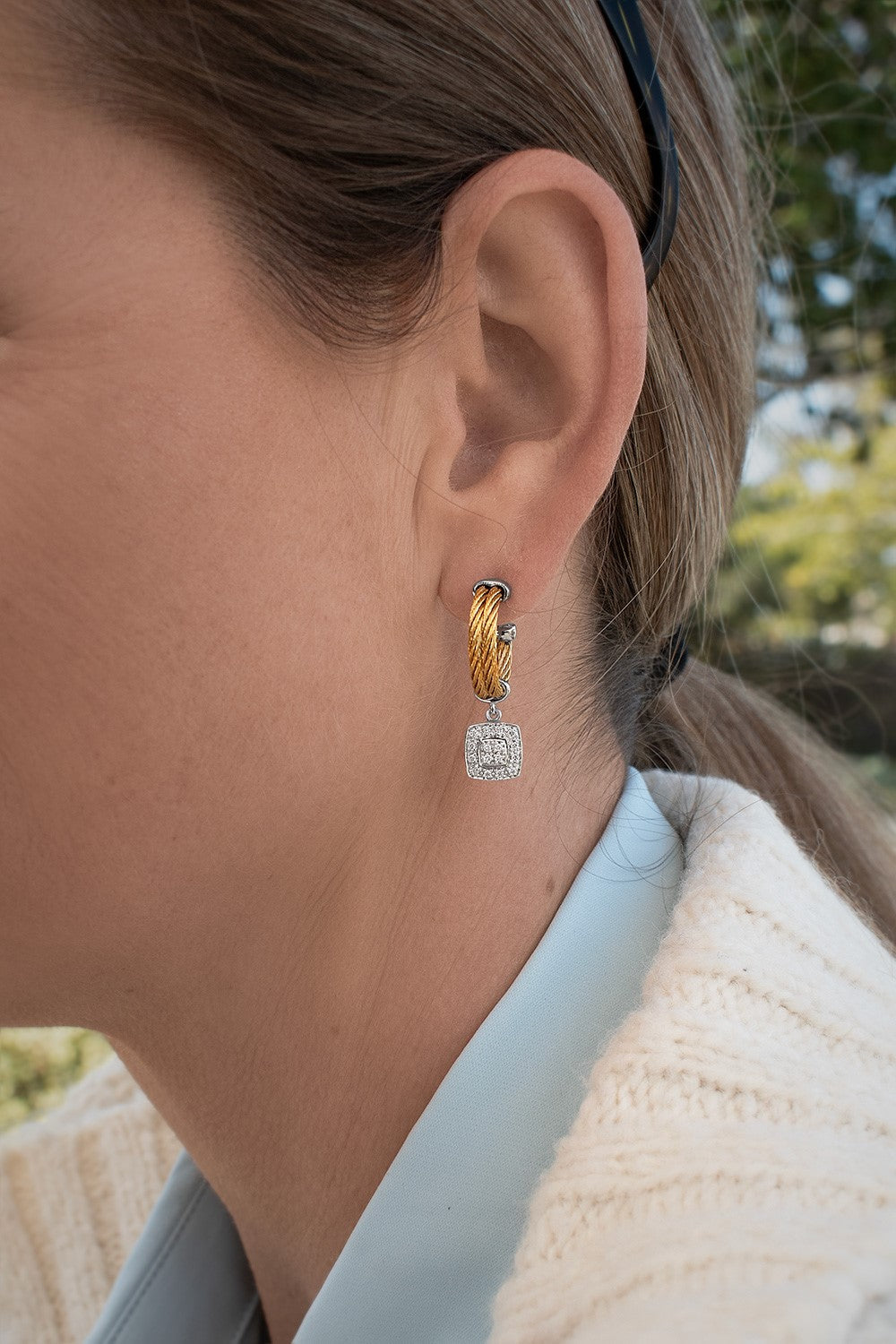 Alor Cushion Station Hoop Earrings