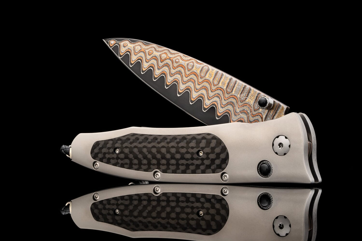 William Henry Titanium pocket knife inlaid with carbon fiber B30 COLLIDER
