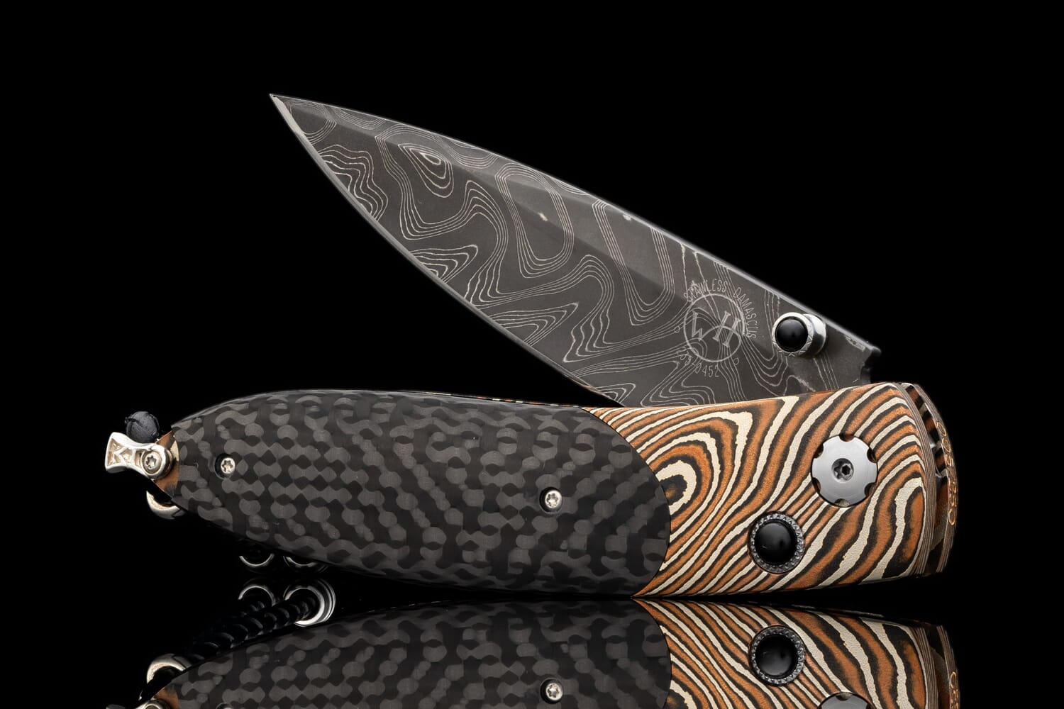 William Henry Folding knife featuring Mokume Gane, carbon fiber and damascus blade B05 CLASSIC