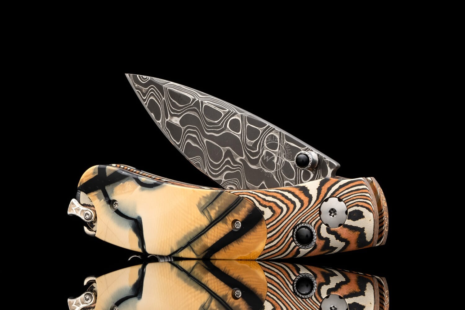 William Henry Pocketknife with mokume gane and fossil Woolly Mammoth tusk B09 LAVISH