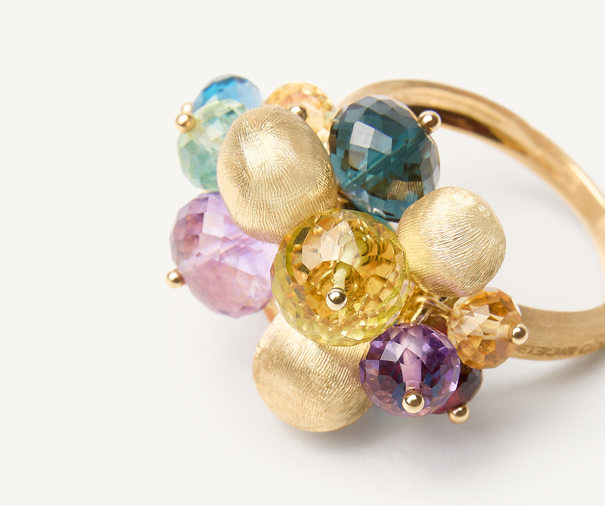 18kt yellow gold mixed gemstone cocktail ring