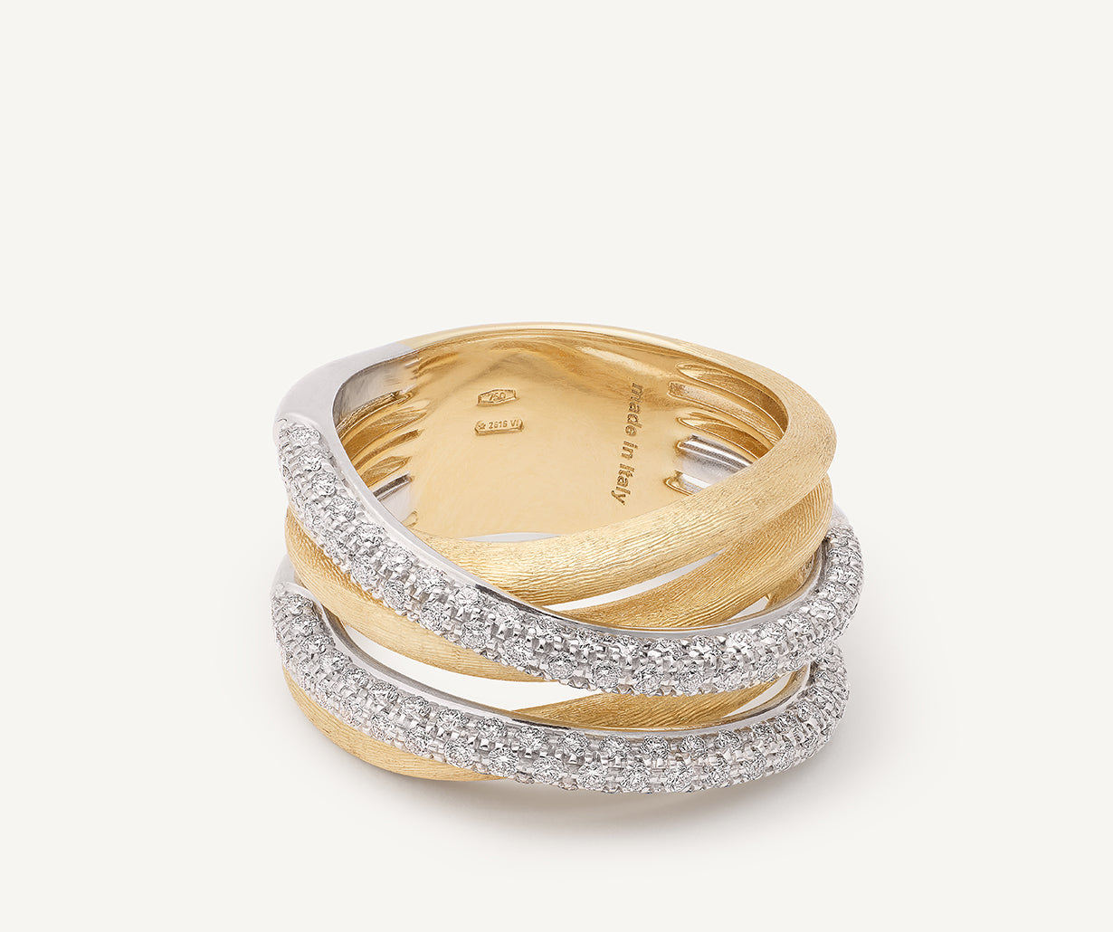 18kt yellow gold 5-strand diamond ring