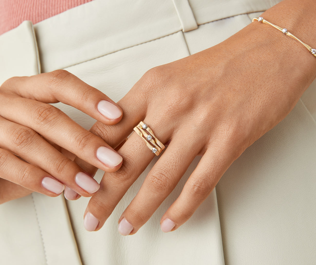 Three-band diamond ring