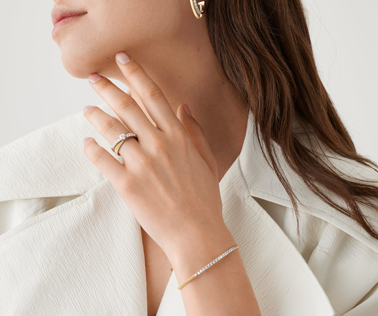 18K Yellow Gold Double-Band Ring With Diamonds 0.5 carat