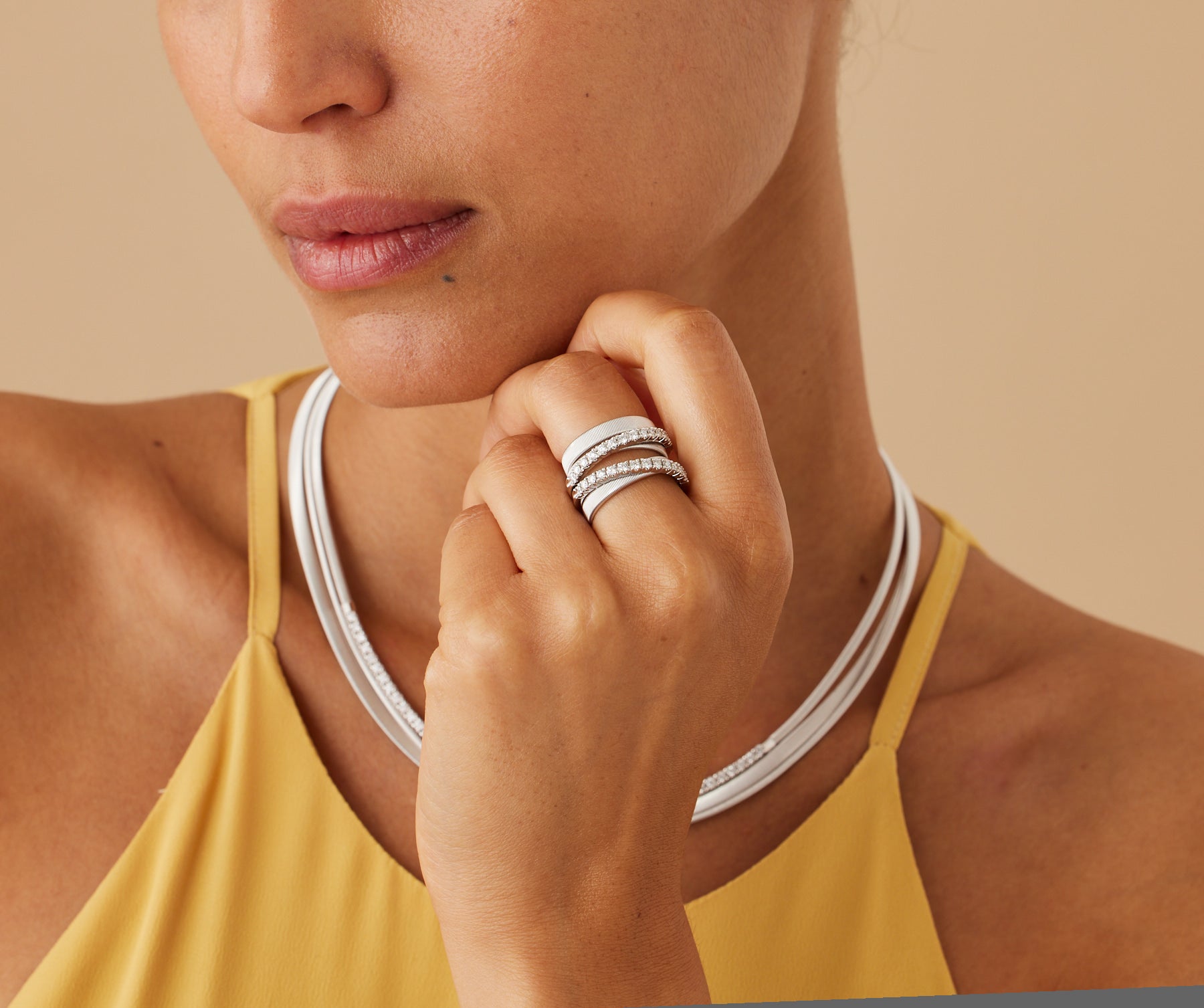 Double-band diamond ring, large