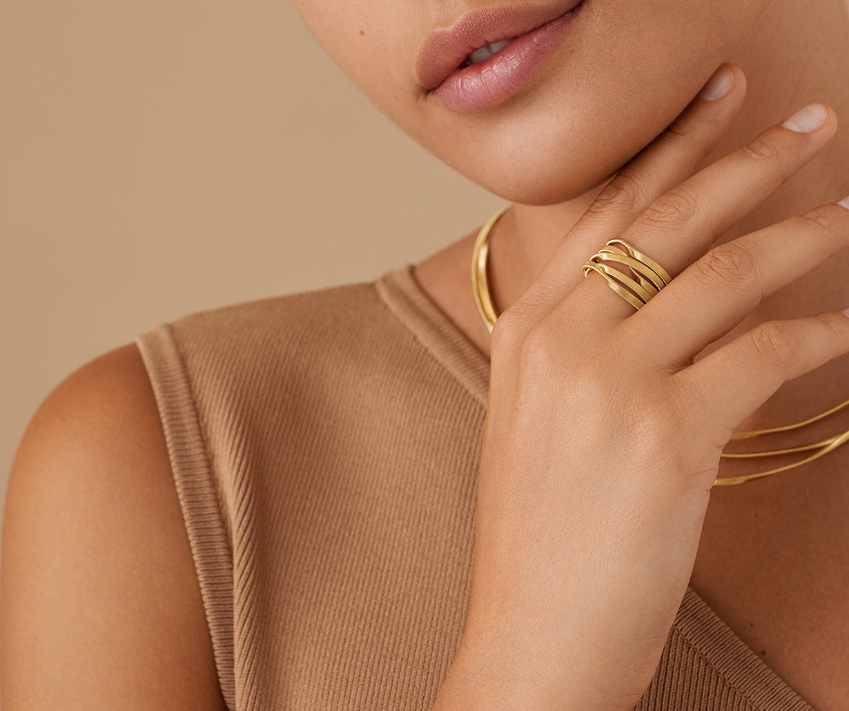 18kt yellow gold five-strand coil ring
