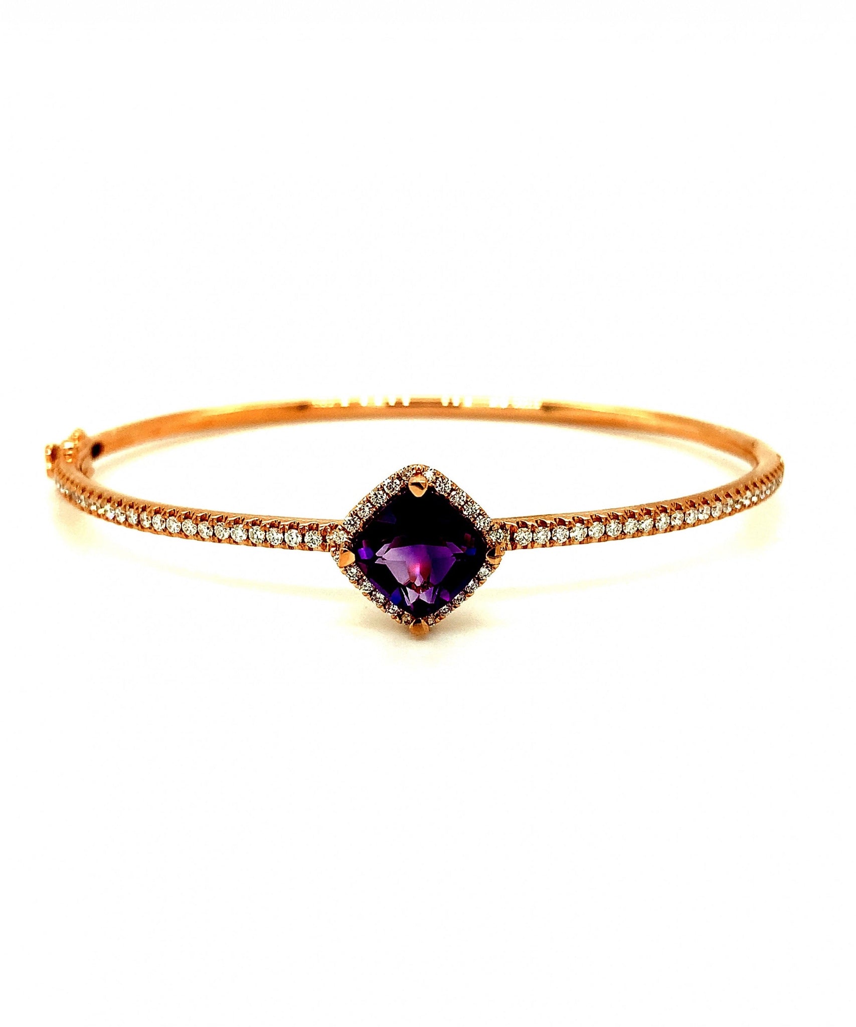 Amethyst Cushion Bangle with Diamonds 284-JSA