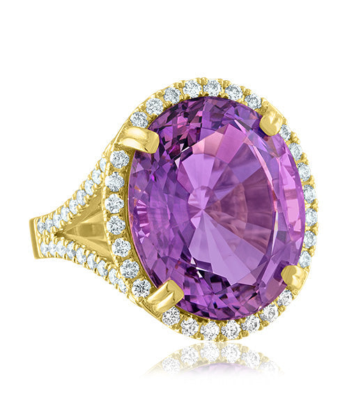 Amethyst Oval Ring with Diamonds 81-JSA