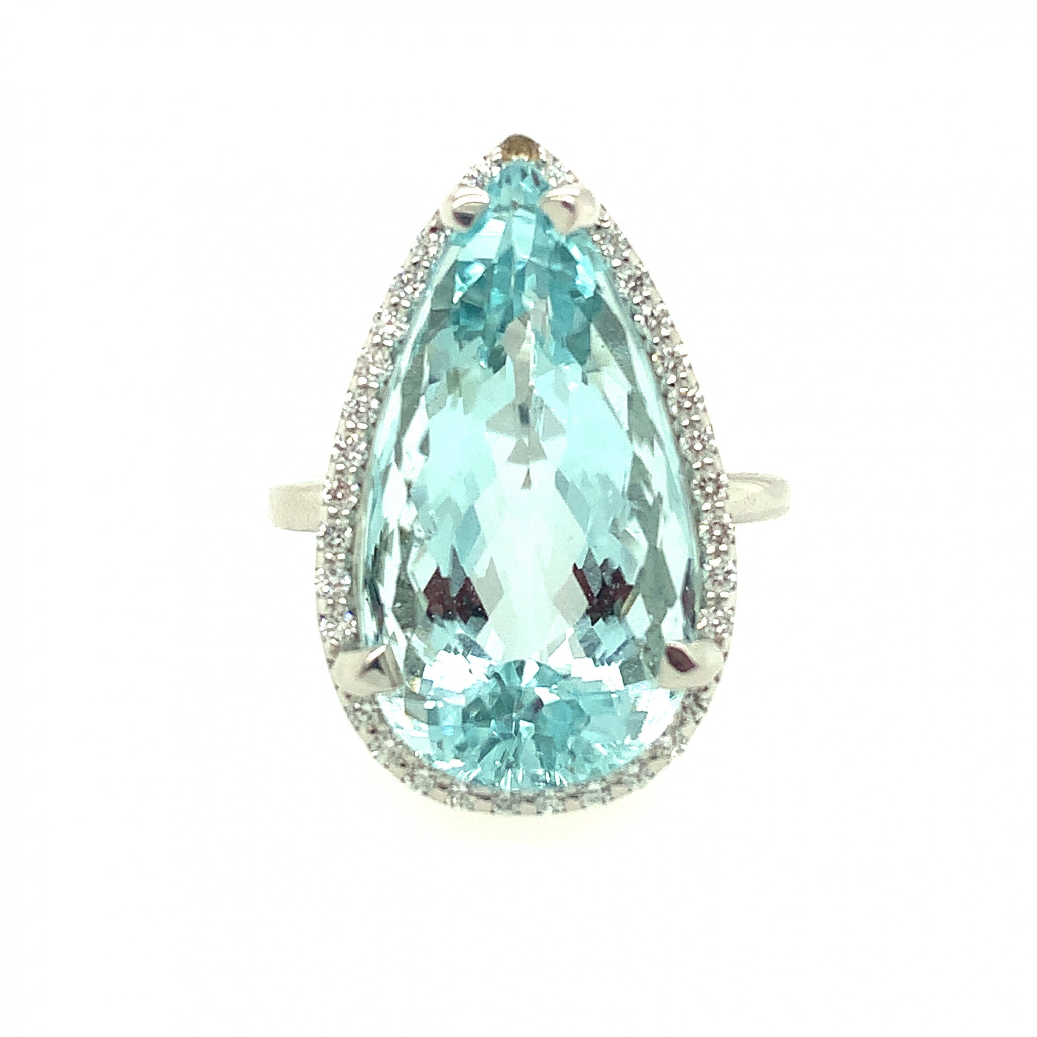 Aquamarine Pear Shaped Ring with Diamonds 78-JSA