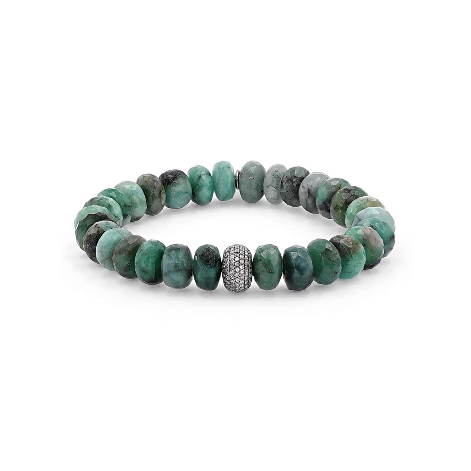 Raw Emerald Bracelet with Diamond Donut Bead  B0001859 - TBird