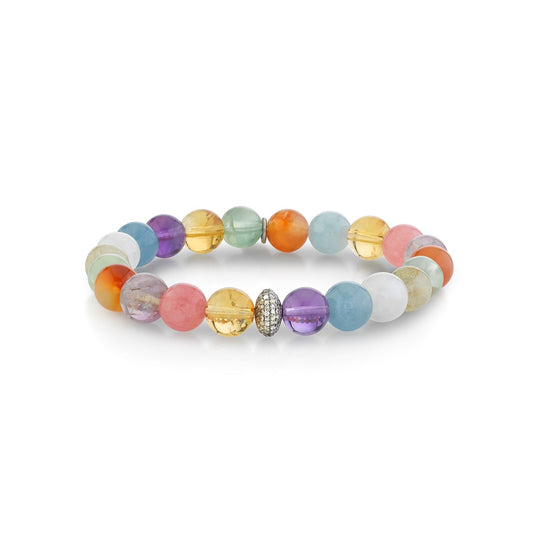 Chakra Stone Bracelet with Diamond Donut Bead - 8mm