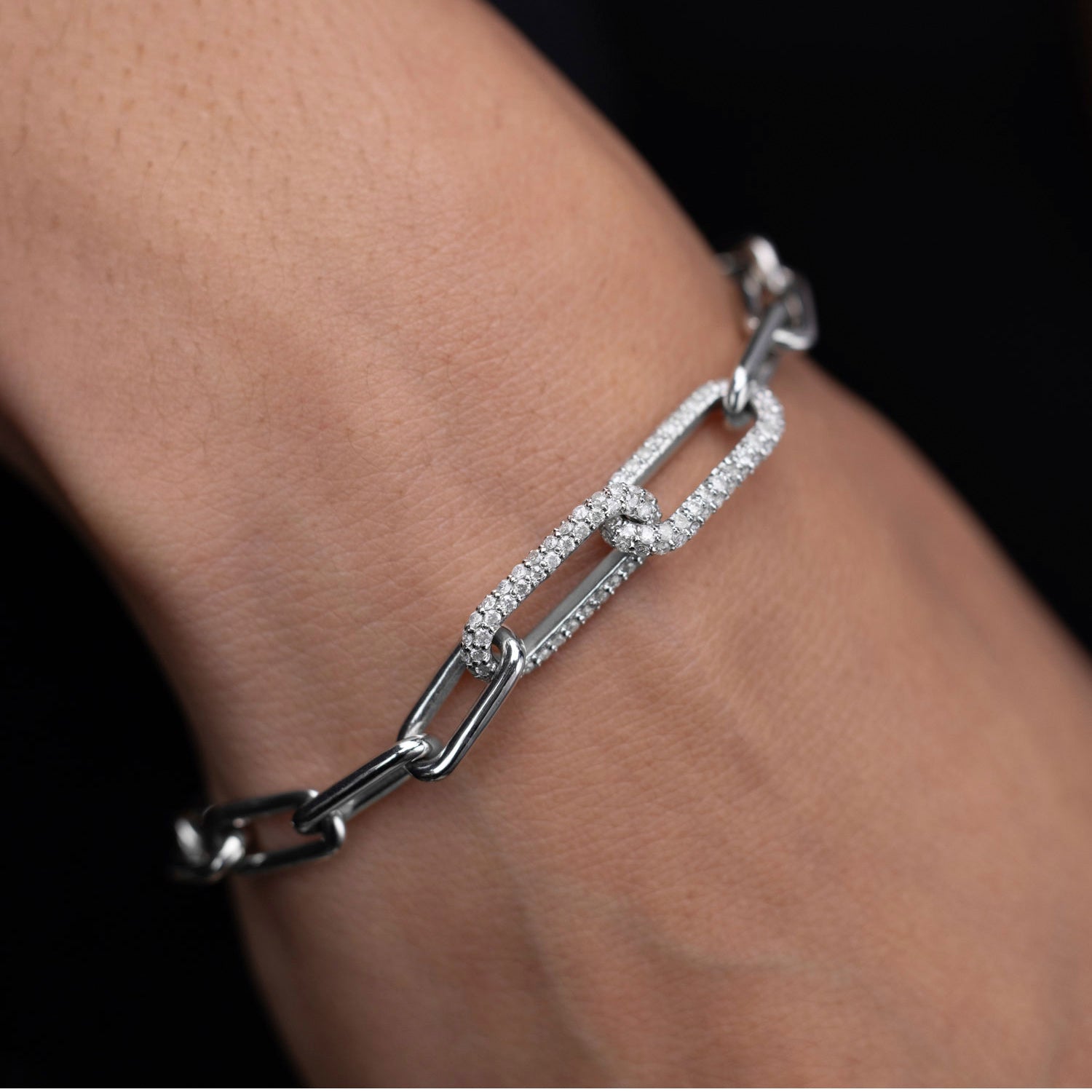Diamond Paperclip Link Bracelet B0004081