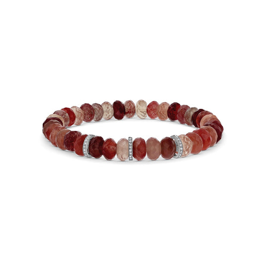 Andesine Labradorite Bracelet with Diamond Rondelles - 8mm