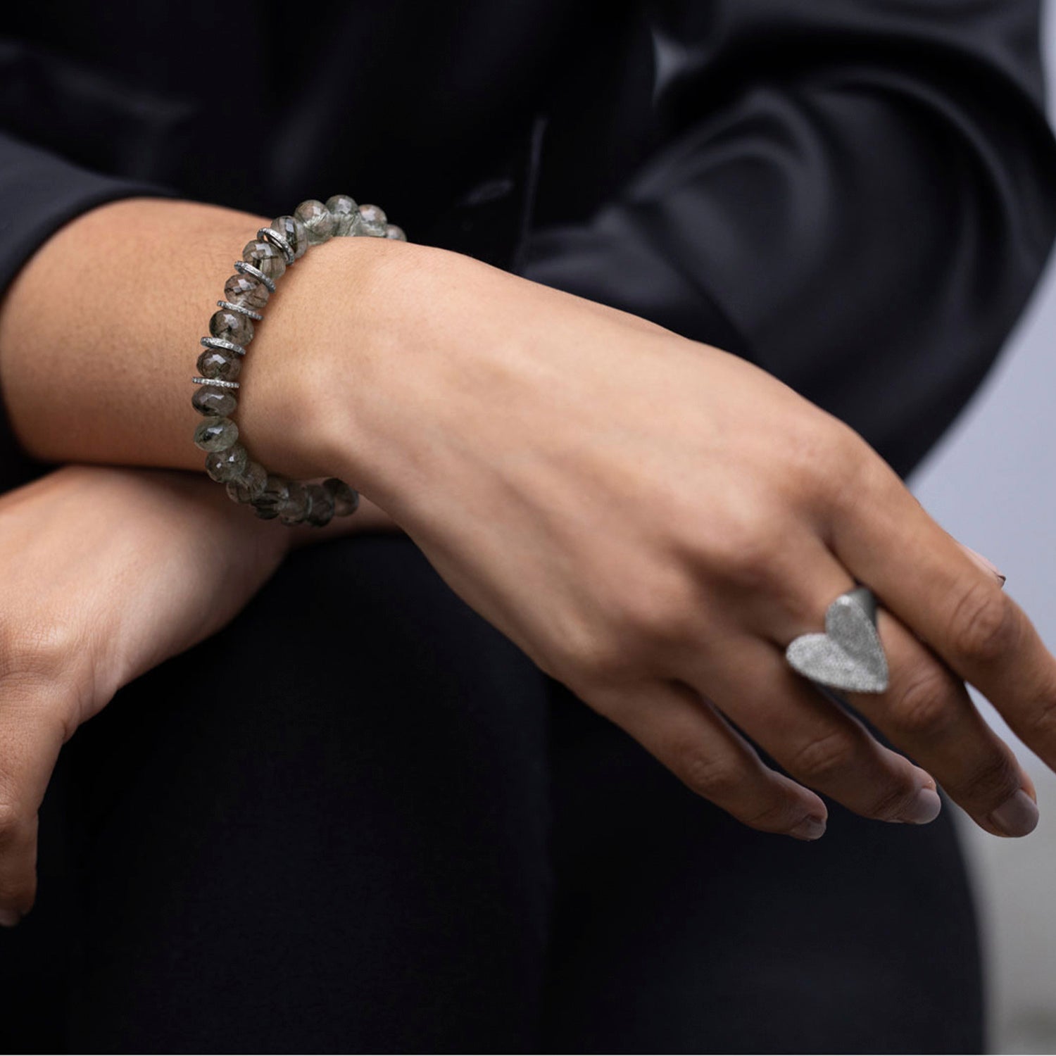 Folded Heart Pave Diamond Ring