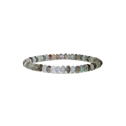 Moss Aquamarine Mini Bracelet with 1 Diamond Donut - 5mm