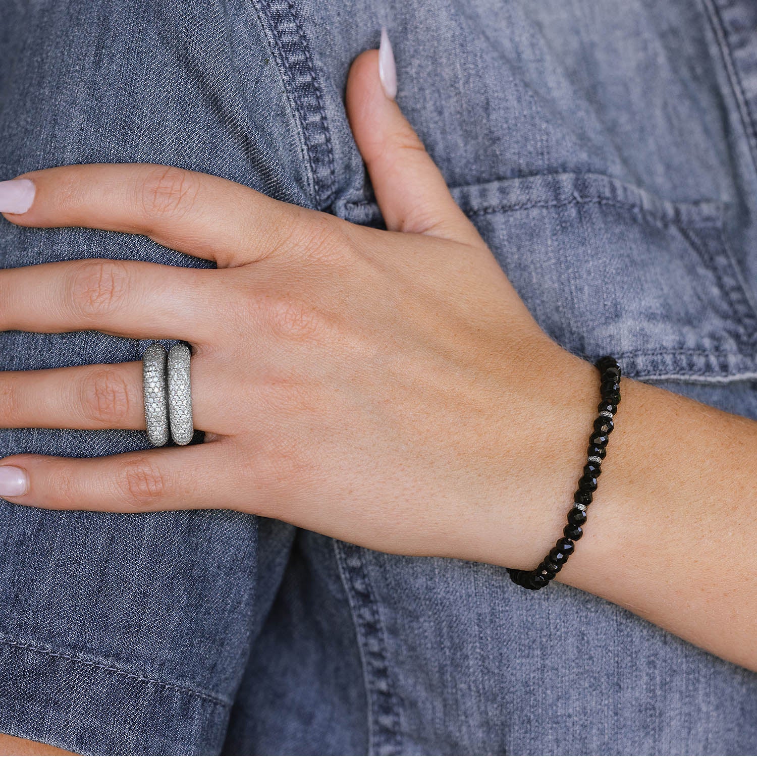 Spinel Mini Bracelet with 3 Diamond Rondelles - 5mm B0004198
