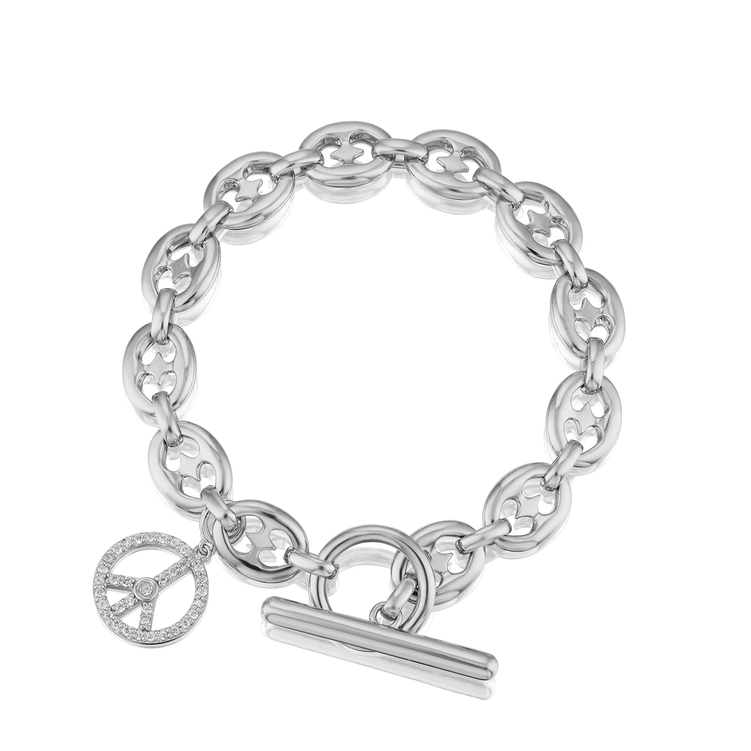 Hidden Heart Mariner Bracelet with Diamond Peace Charm