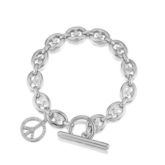 Hidden Heart Mariner Bracelet with Diamond Peace Charm