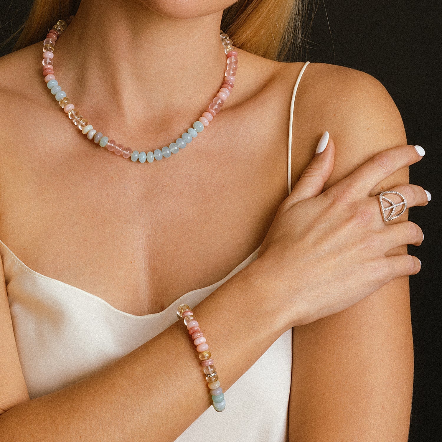 Summer in St. Tropez Mix Beaded Bracelet with Topaz Rondelle - 8mm B0004275