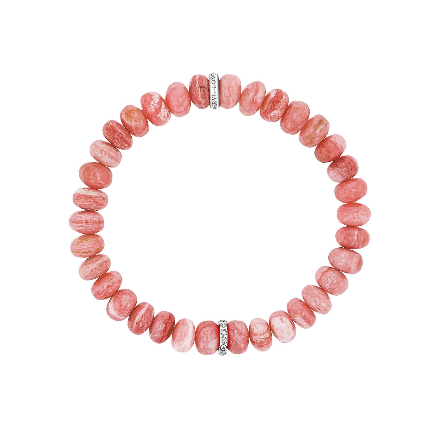 Pink Opal Beaded Bracelet with Diamond Rondelle - 8mm B0004282