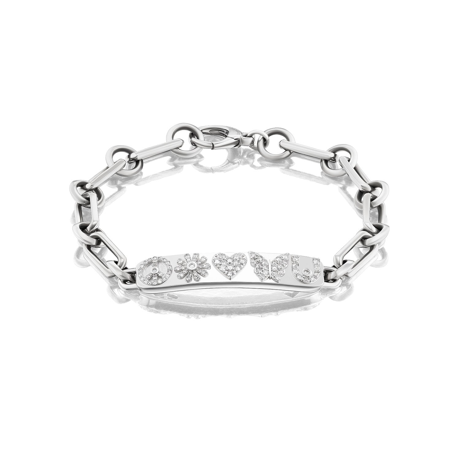 Diamond Manifestation ID with Small Soho Chain Bracelet