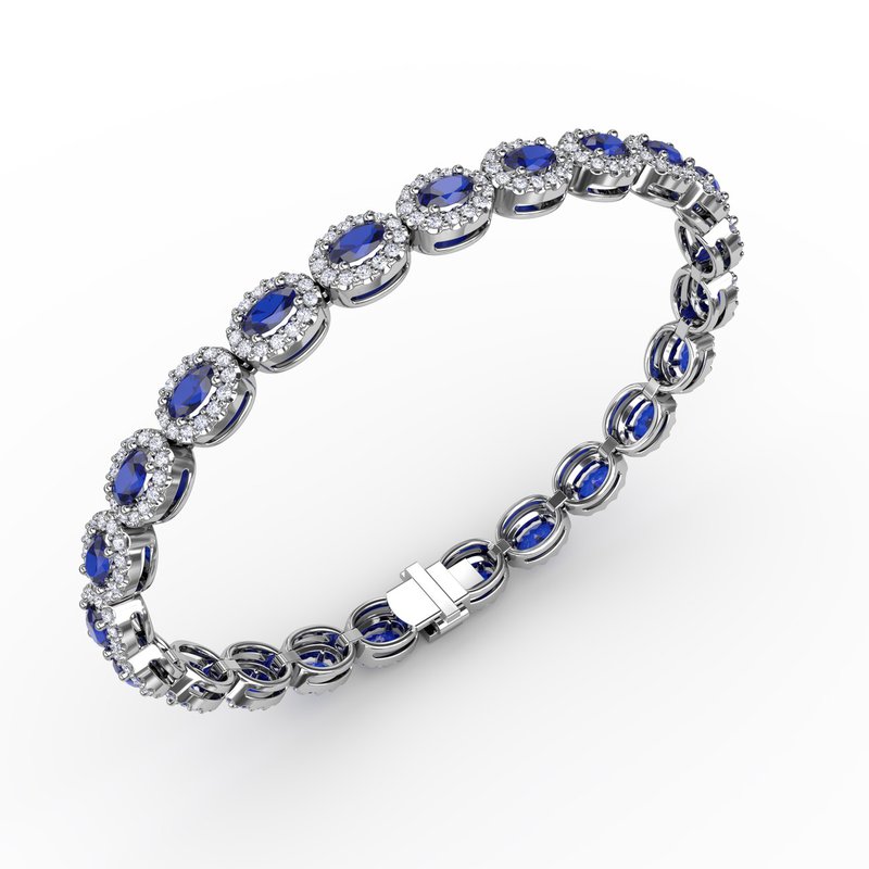 Striking Oval Sapphire and Diamond Bracelet B1161S - TBird