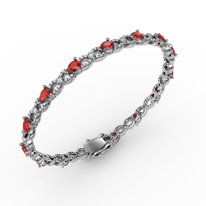 Ruby and Diamond Pear Shape Bracelet B1440R - TBird