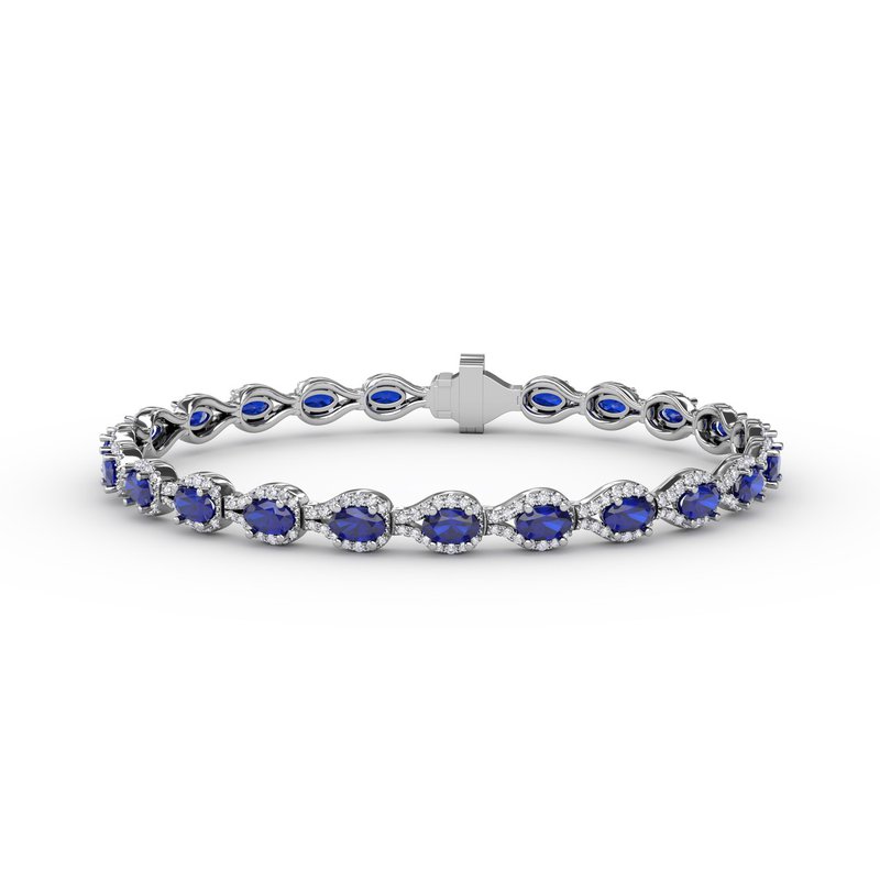 Pear-Shaped Diamond & Sapphire Bracelet B1602S - TBird