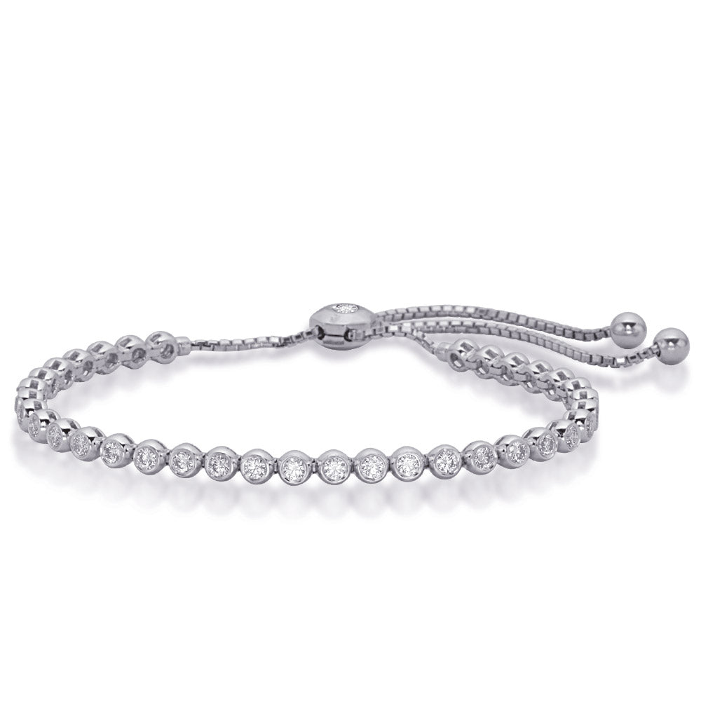 This Bracelet is available in 14K White Gold. There are a total of 37 stones. There are Round with a total carat weight of 1.52 set in a  setting.