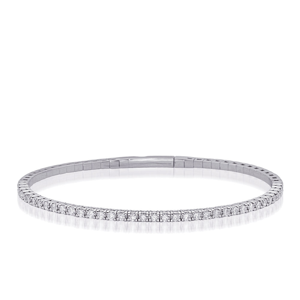 This Bracelet is available in 14K White Gold. There are a total of 38 stones. There are Round with a total carat weight of 1.61 set in a  setting.