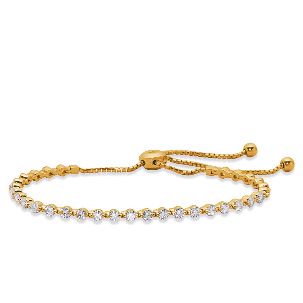 This Bracelet is available in 14K Yellow Gold. There are a total of 40 stones. There are Round with a total carat weight of 1.65 set in a  setting.